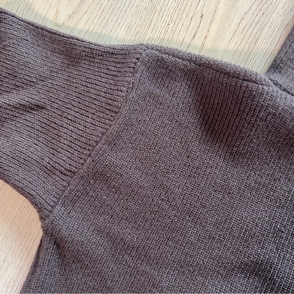 Henley 1/3 Zip Ribbed Sweater Brown SMALL - Picture 7 of 8
